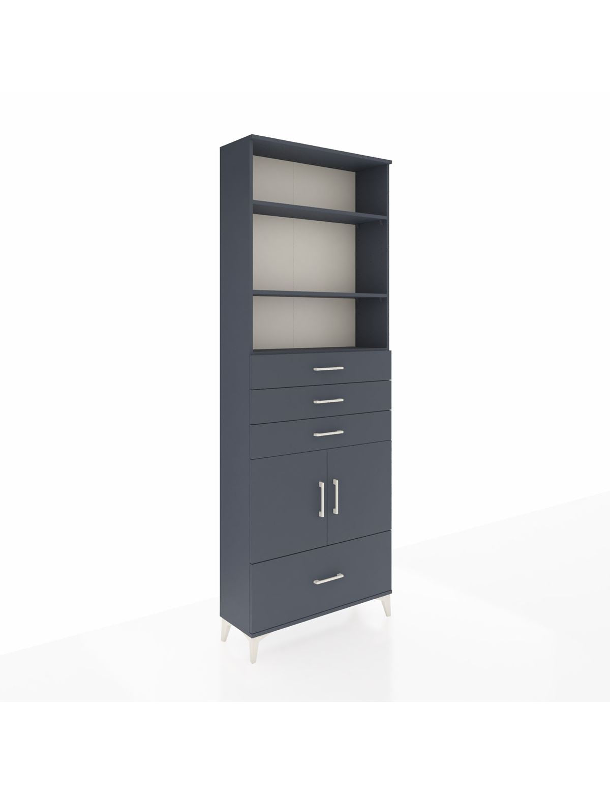 Arges Dolap 5 Raflı 4 Çekmeceli 2 Kapaklı 88x30x243 Antrasit-Antrasit