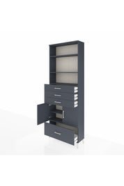 Arges Dolap 5 Raflı 4 Çekmeceli 2 Kapaklı 88x30x243 Antrasit-Antrasit