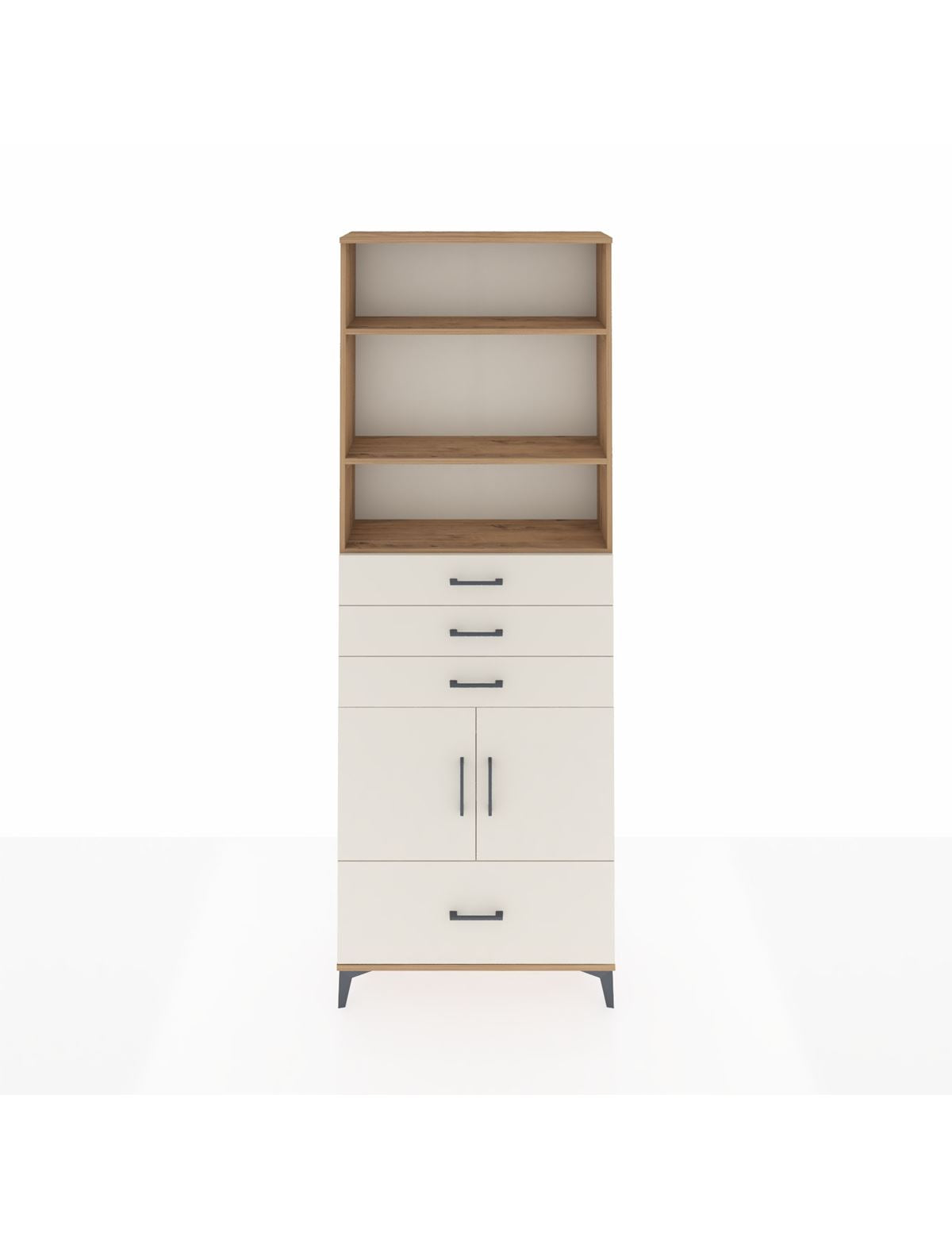 Arges Dolap 5 Raflı 4 Çekmeceli 2 Kapaklı 88x30x243 Çam-Aytaşı