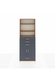 Arges Dolap 5 Raflı 4 Çekmeceli 2 Kapaklı 88x30x243 Çam-Antrasit