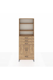Arges Dolap 5 Raflı 4 Çekmeceli 2 Kapaklı 88x30x243 Çam-Çam