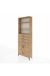 Arges Dolap 5 Raflı 4 Çekmeceli 2 Kapaklı 88x30x243 Çam-Çam