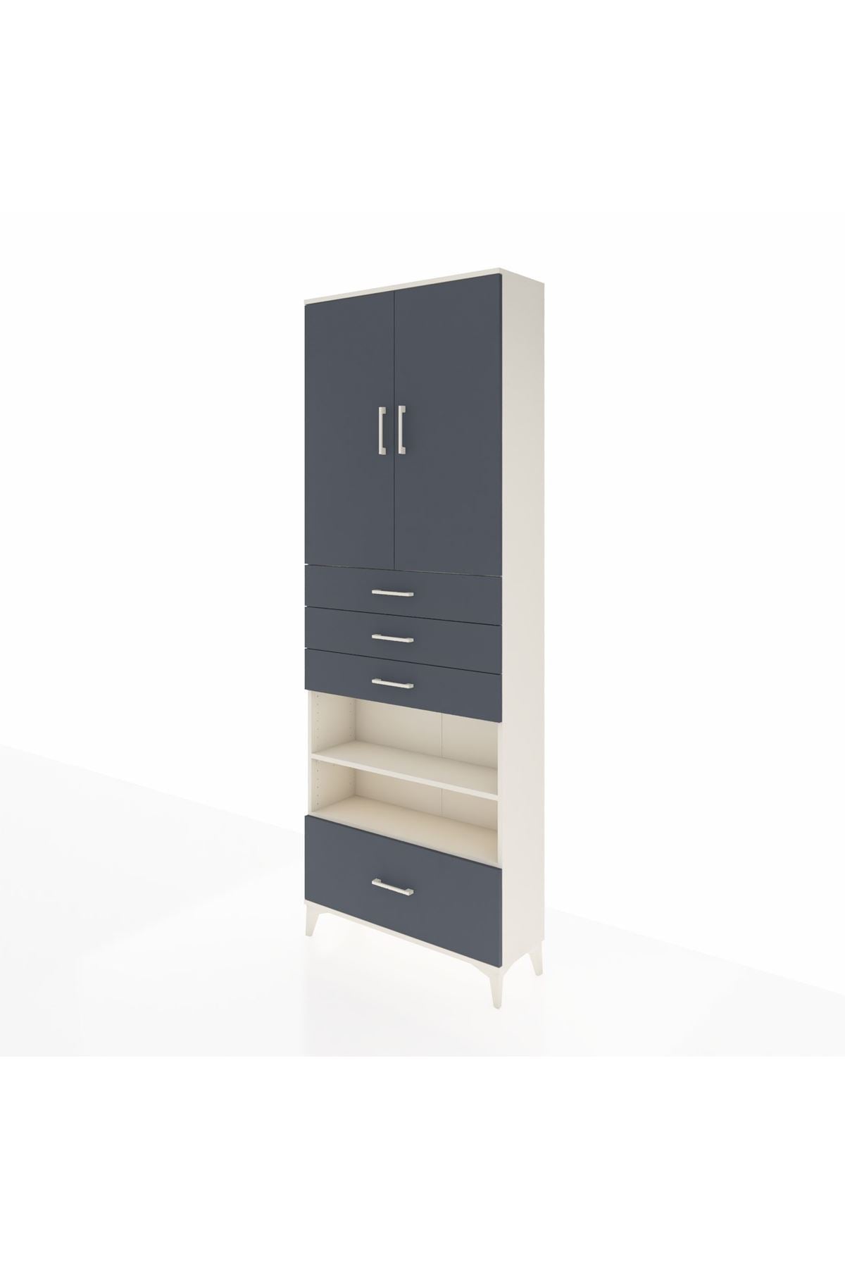 Arges Dolap 5 Raflı 4 Çekmeceli 2 Kapaklı 88x30x243 Aytaşı-Antrasit