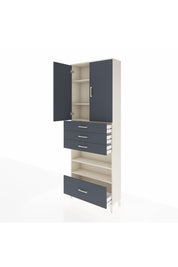 Arges Dolap 5 Raflı 4 Çekmeceli 2 Kapaklı 88x30x243 Aytaşı-Antrasit