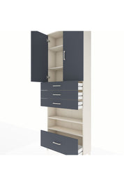 Arges Dolap 5 Raflı 4 Çekmeceli 2 Kapaklı 88x30x243 Aytaşı-Antrasit