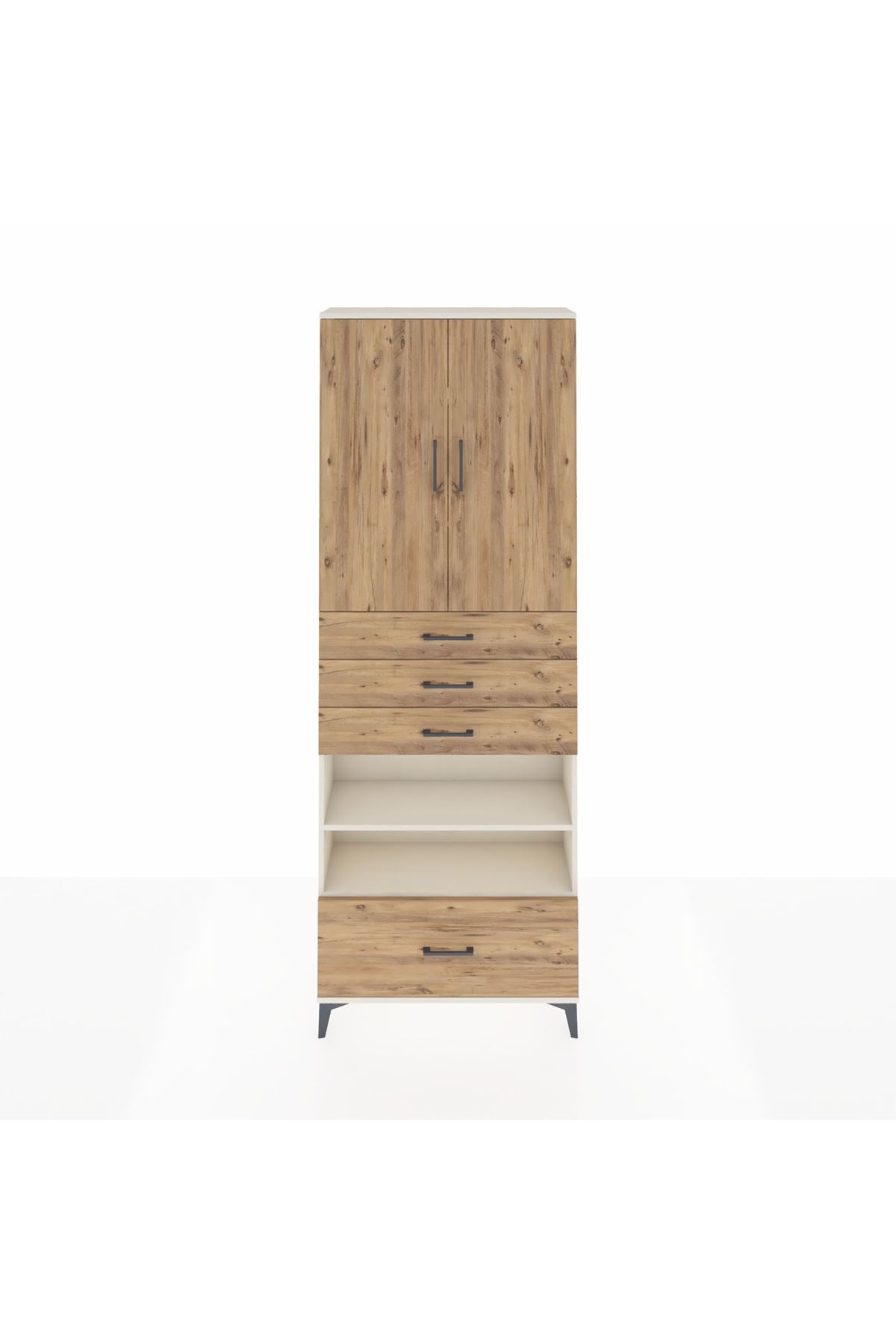 Arges Dolap 5 Raflı 4 Çekmeceli 2 Kapaklı 88x30x243 Aytaşı-Çam