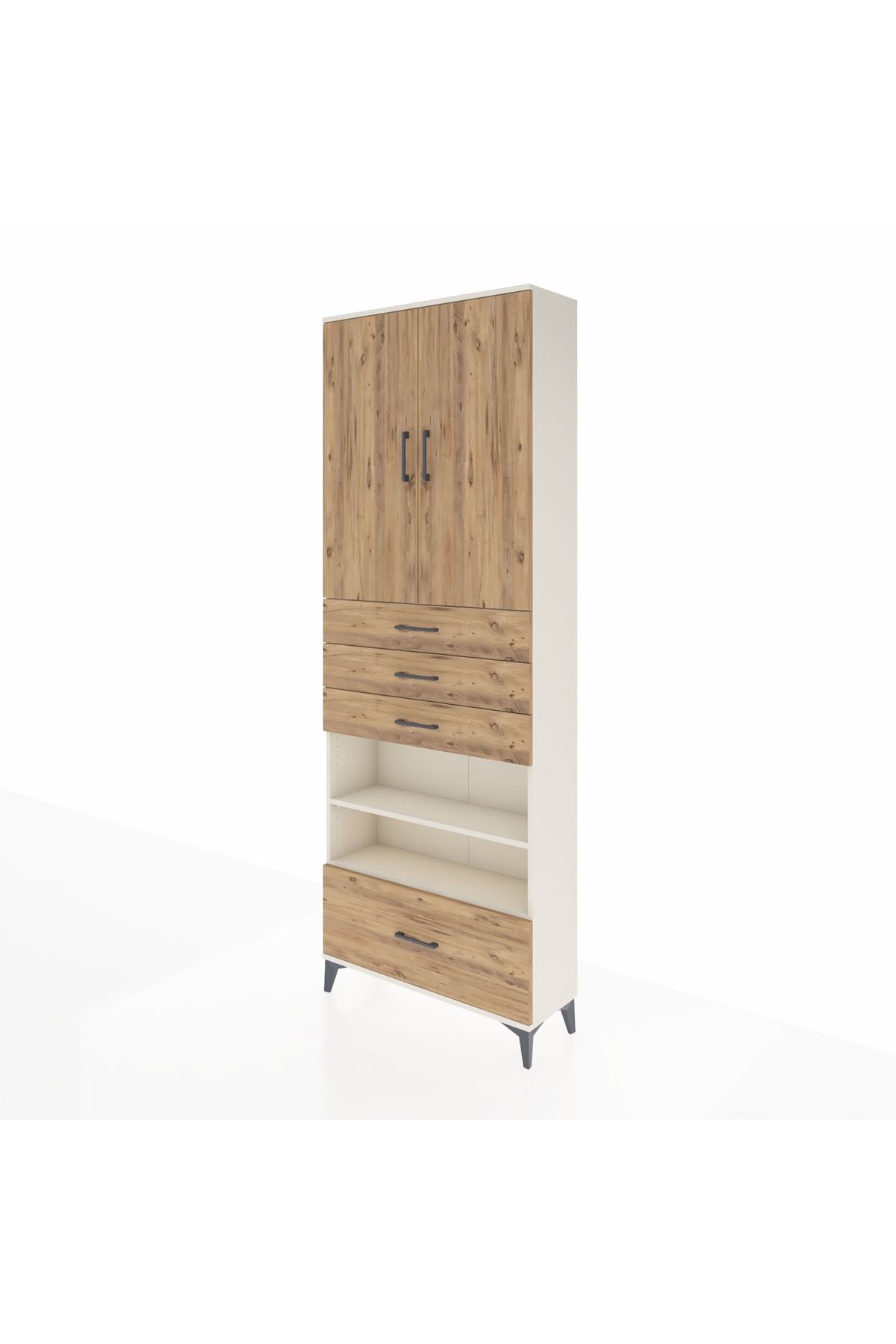 Arges Dolap 5 Raflı 4 Çekmeceli 2 Kapaklı 88x30x243 Aytaşı-Çam