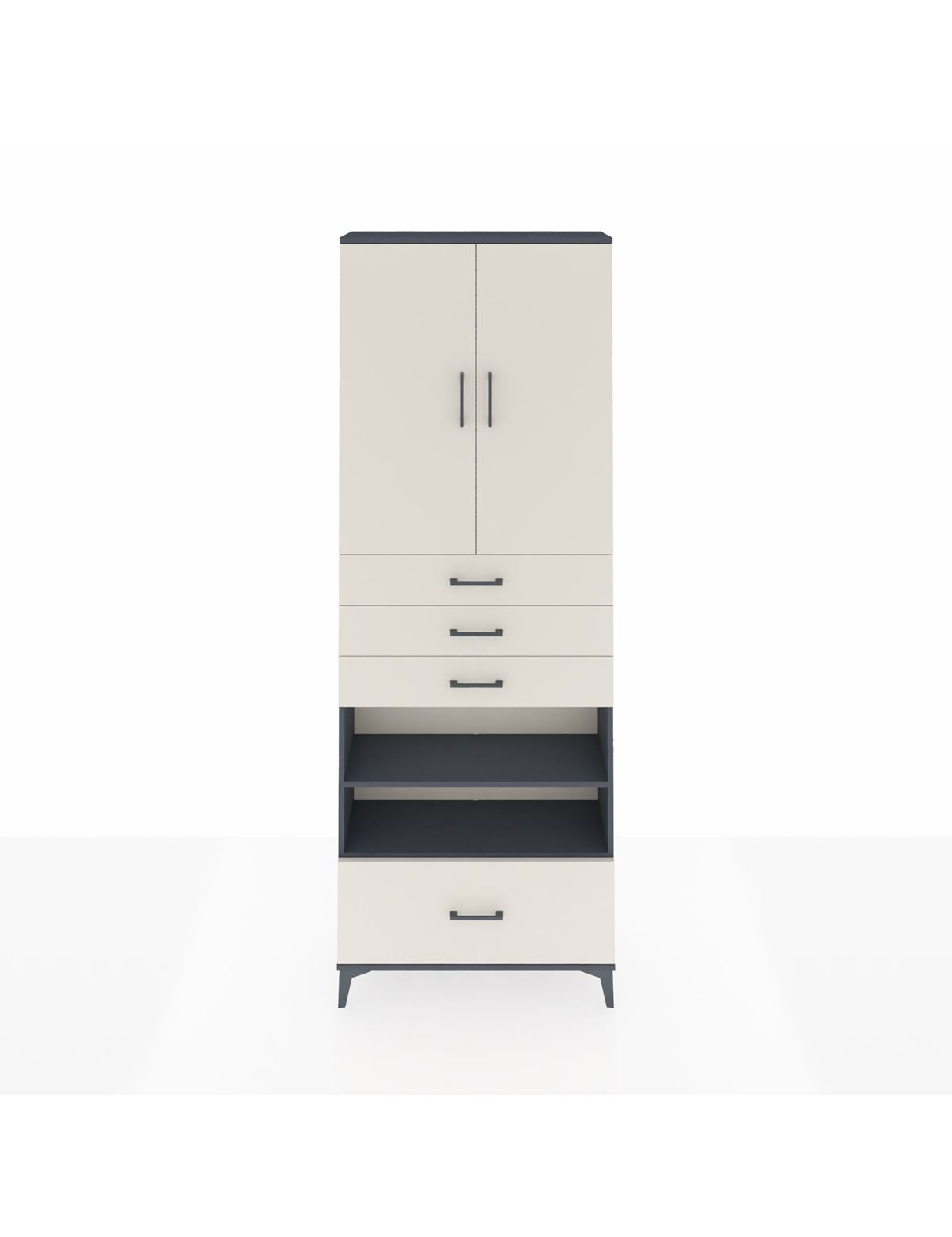 Arges Dolap 5 Raflı 4 Çekmeceli 2 Kapaklı 88x30x243 Antrasit-Aytaşı