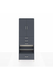 Arges Dolap 5 Raflı 4 Çekmeceli 2 Kapaklı 88x30x243 Antrasit-Antrasit