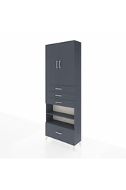 Arges Dolap 5 Raflı 4 Çekmeceli 2 Kapaklı 88x30x243 Antrasit-Antrasit