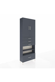 Arges Dolap 5 Raflı 4 Çekmeceli 2 Kapaklı 88x30x243 Antrasit-Antrasit