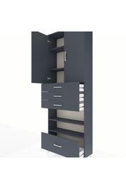 Arges Dolap 5 Raflı 4 Çekmeceli 2 Kapaklı 88x30x243 Antrasit-Antrasit