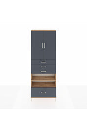 Arges Dolap 5 Raflı 4 Çekmeceli 2 Kapaklı 88x30x243 Çam-Antrasit