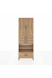 Arges Dolap 5 Raflı 4 Çekmeceli 2 Kapaklı 88x30x243 Çam-Çam