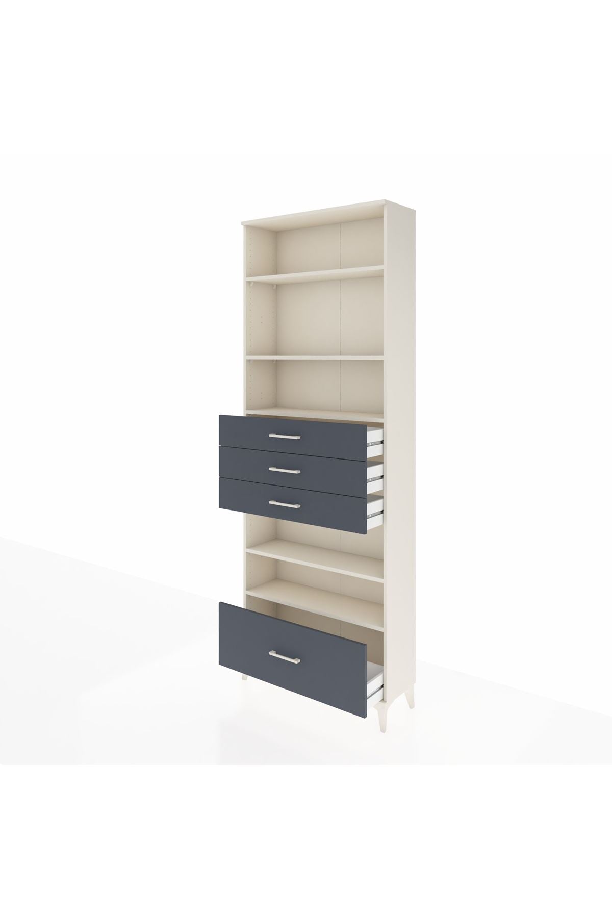 Arges Dolap 5 Raflı 4 Çekmeceli 88x30x243 Aytaşı-Antrasit