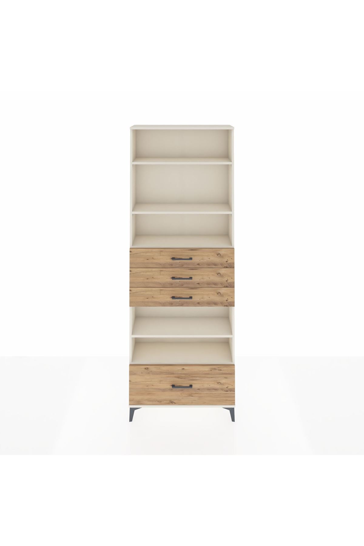 Arges Dolap 5 Raflı 4 Çekmeceli 88x30x243 Aytaşı-Çam