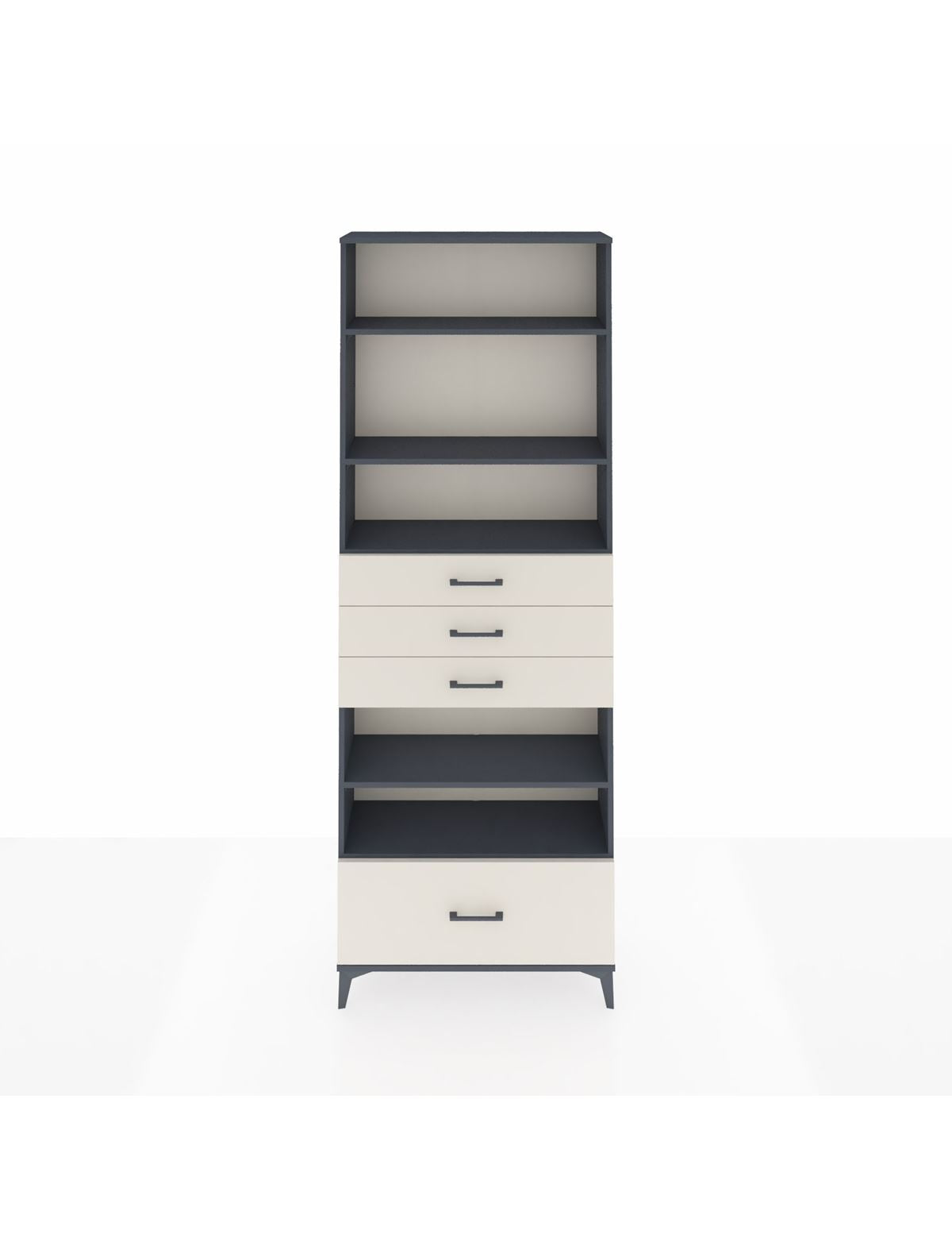 Arges Dolap 5 Raflı 4 Çekmeceli 88x30x243 Antrasit-Aytaşı