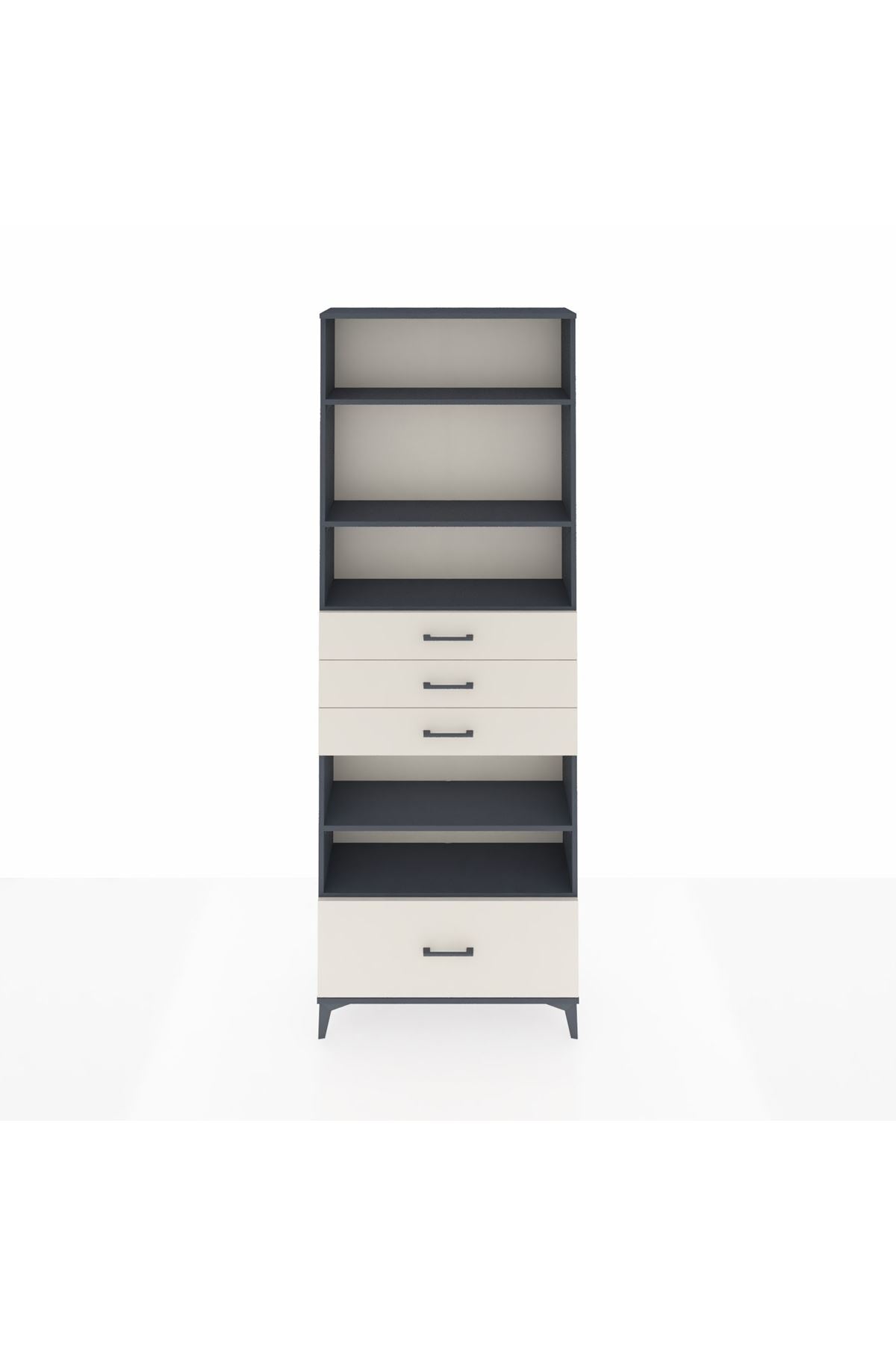 Arges Dolap 5 Raflı 4 Çekmeceli 88x30x243 Antrasit-Aytaşı
