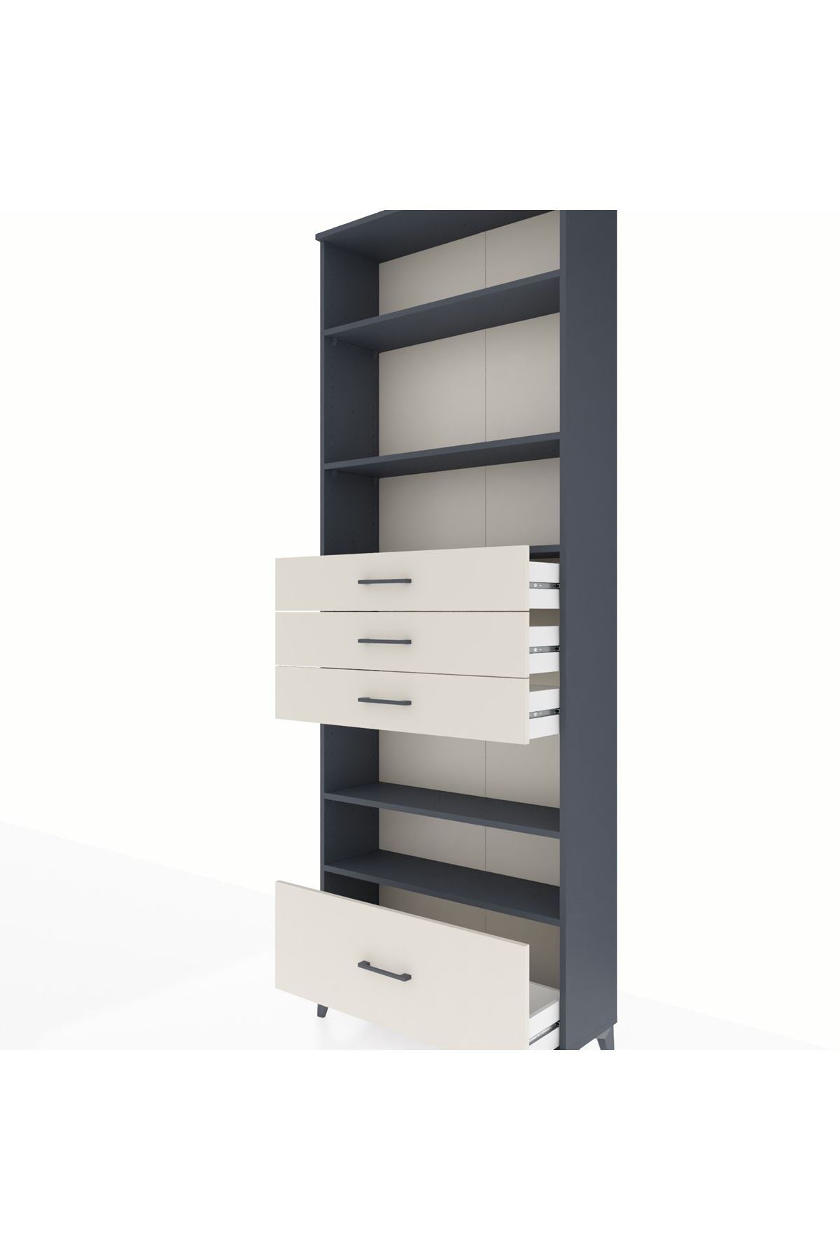 Arges Dolap 5 Raflı 4 Çekmeceli 88x30x243 Antrasit-Aytaşı