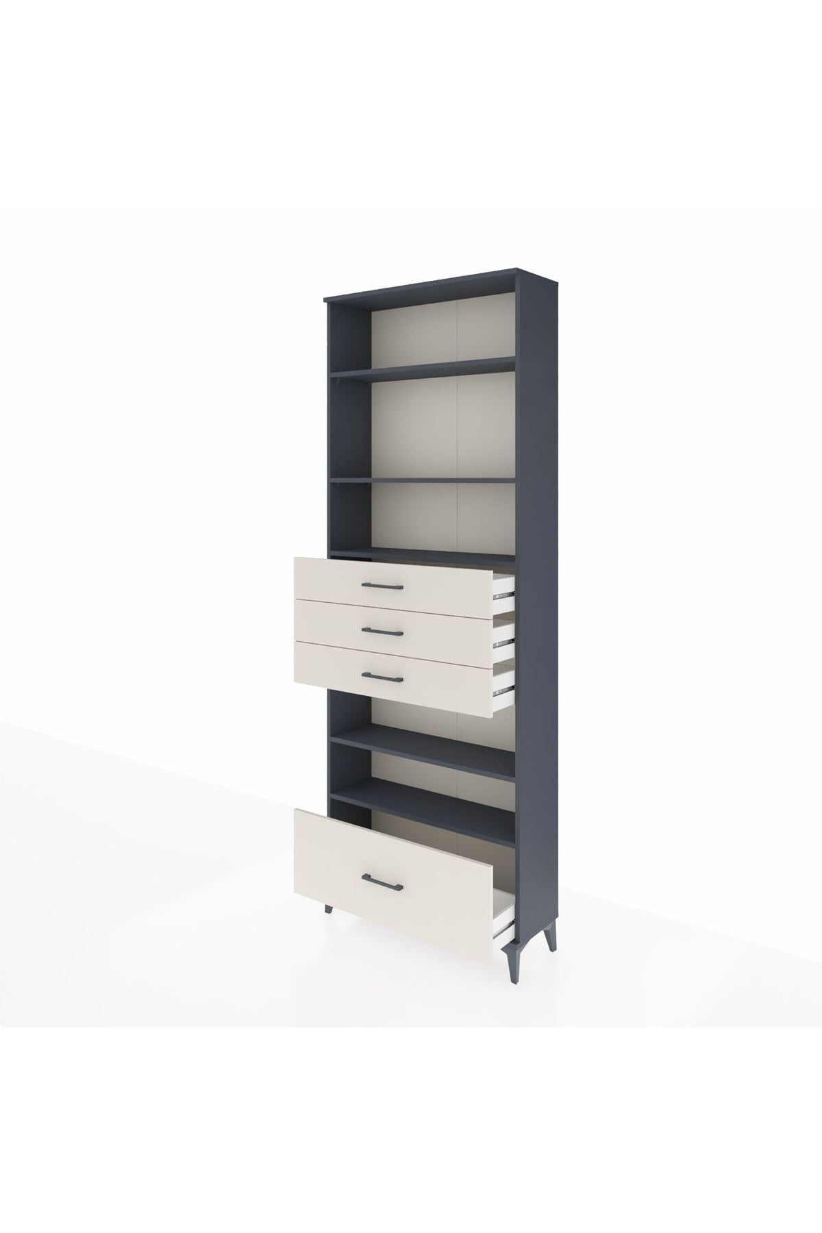 Arges Dolap 5 Raflı 4 Çekmeceli 88x30x243 Antrasit-Aytaşı