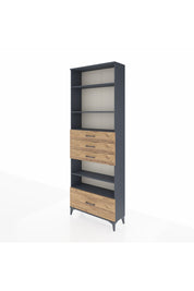 Arges Dolap 5 Raflı 4 Çekmeceli 88x30x243 Antrasit-Çam