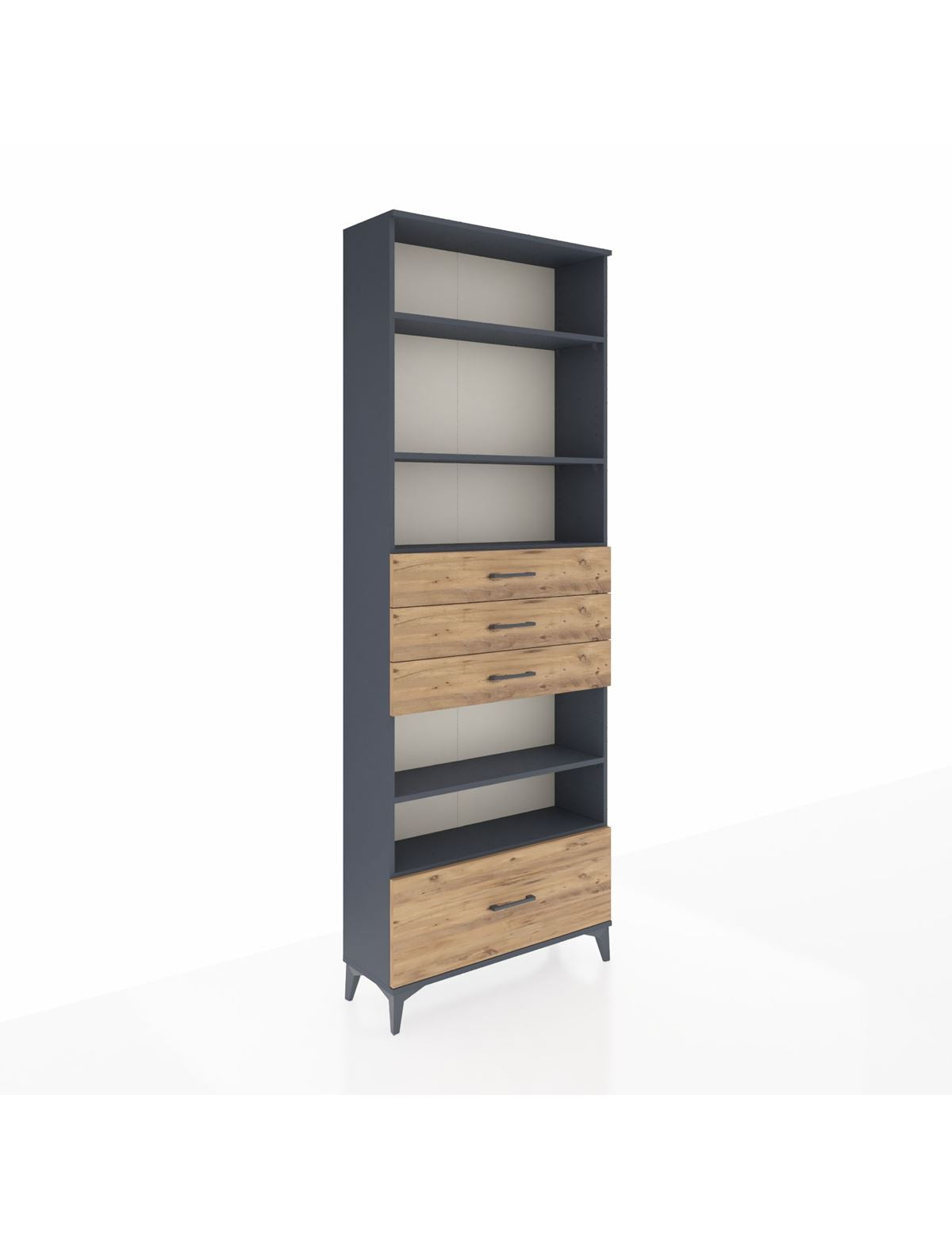 Arges Dolap 5 Raflı 4 Çekmeceli 88x30x243 Antrasit-Çam