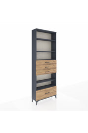 Arges Dolap 5 Raflı 4 Çekmeceli 88x30x243 Antrasit-Çam