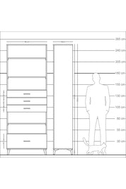 Arges Dolap 5 Raflı 4 Çekmeceli 88x30x243 Antrasit-Çam
