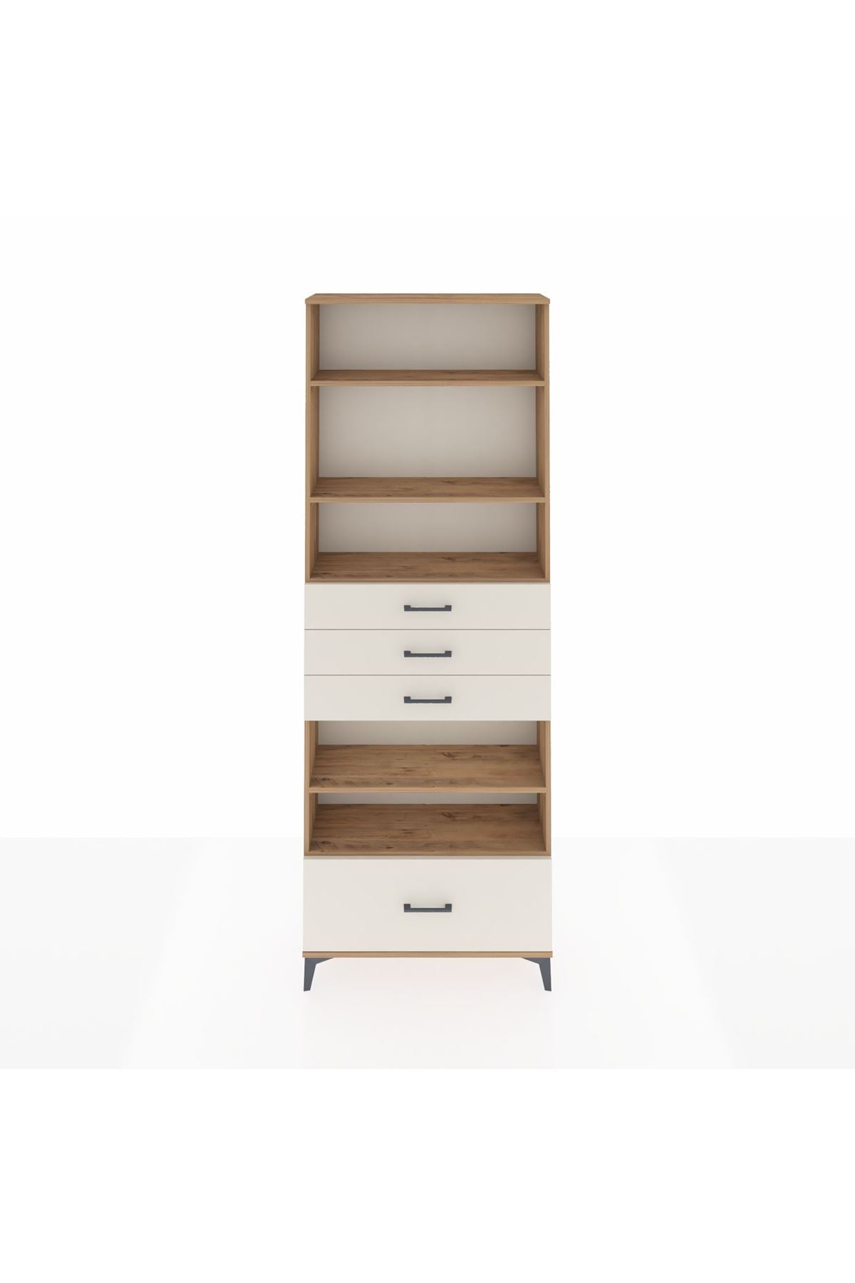 Arges Dolap 5 Raflı 4 Çekmeceli 88x30x243 Çam-Aytaşı