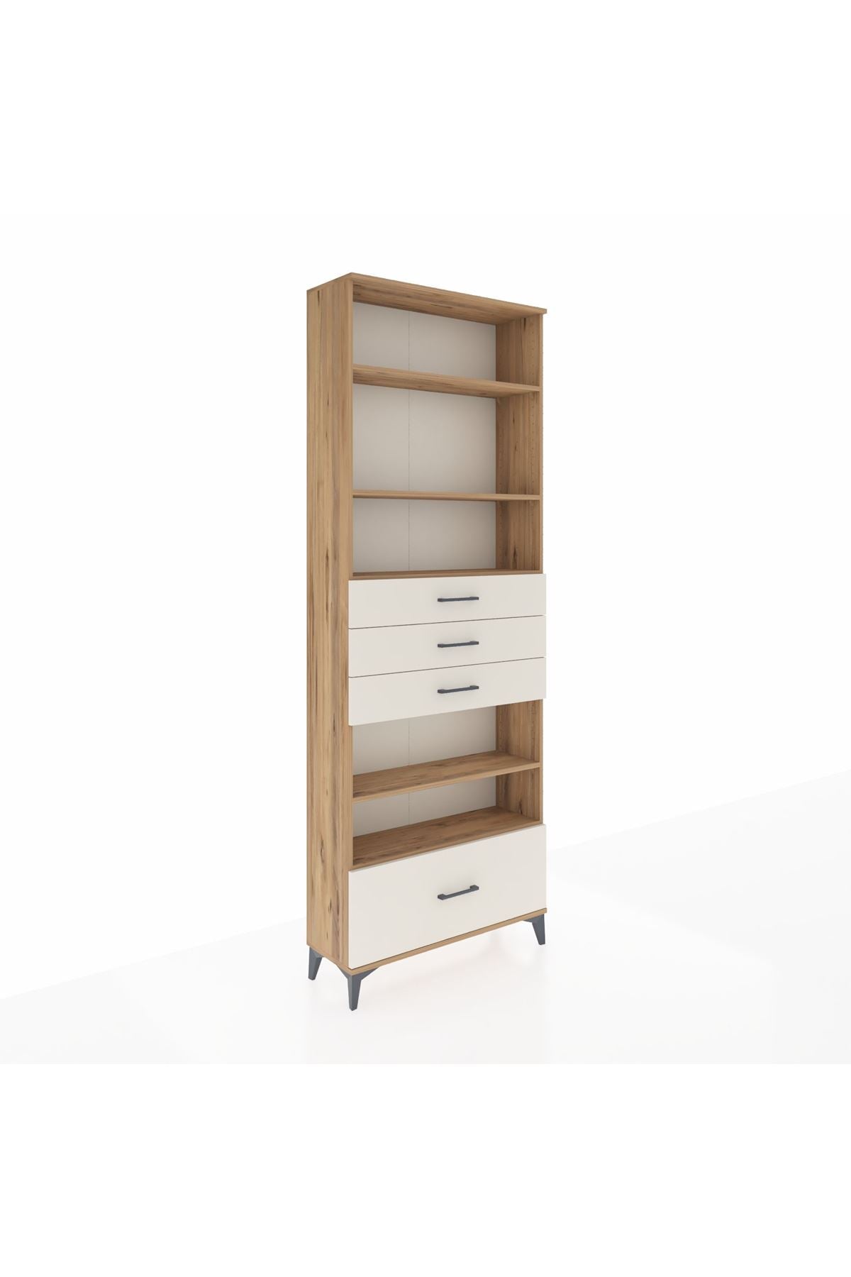 Arges Dolap 5 Raflı 4 Çekmeceli 88x30x243 Çam-Aytaşı