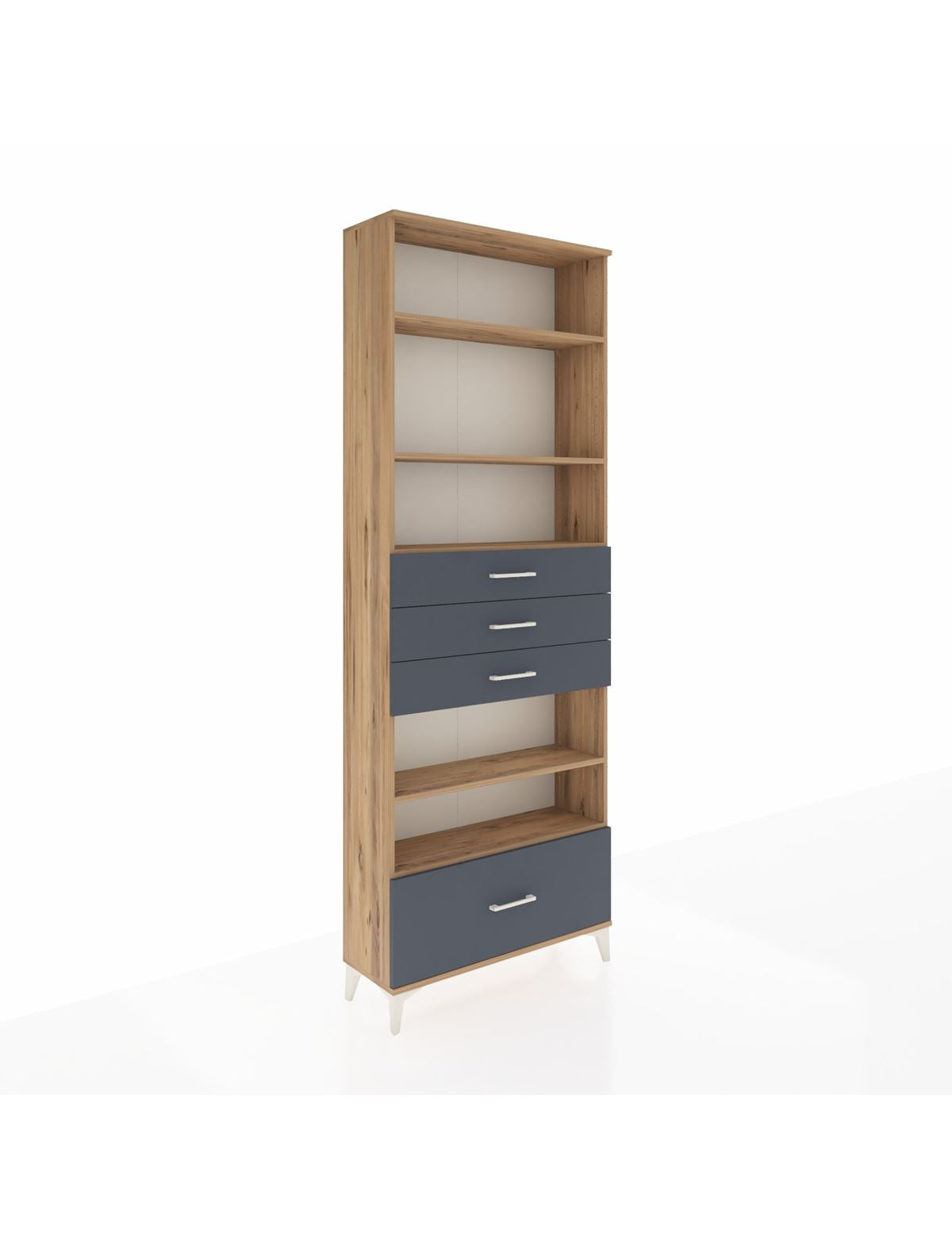 Arges Dolap 5 Raflı 4 Çekmeceli 88x30x243 Çam-Antrasit