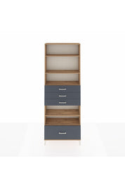 Arges Dolap 5 Raflı 4 Çekmeceli 88x30x243 Çam-Antrasit