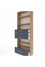 Arges Dolap 5 Raflı 4 Çekmeceli 88x30x243 Çam-Antrasit