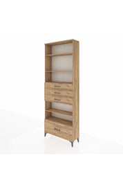 Arges Dolap 5 Raflı 4 Çekmeceli 88x30x243 Çam-Çam