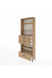 Arges Dolap 5 Raflı 4 Çekmeceli 88x30x243 Çam-Çam