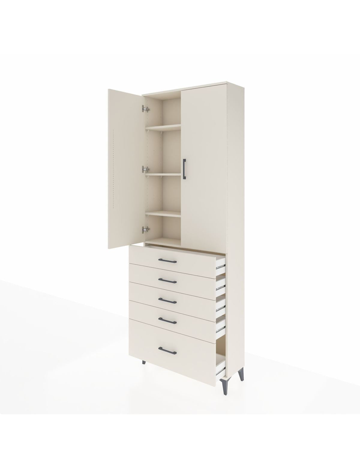 Arges Dolap 4 Raflı 5 Çekmeceli 2 Kapaklı 88x30x243 - S33M021V1A