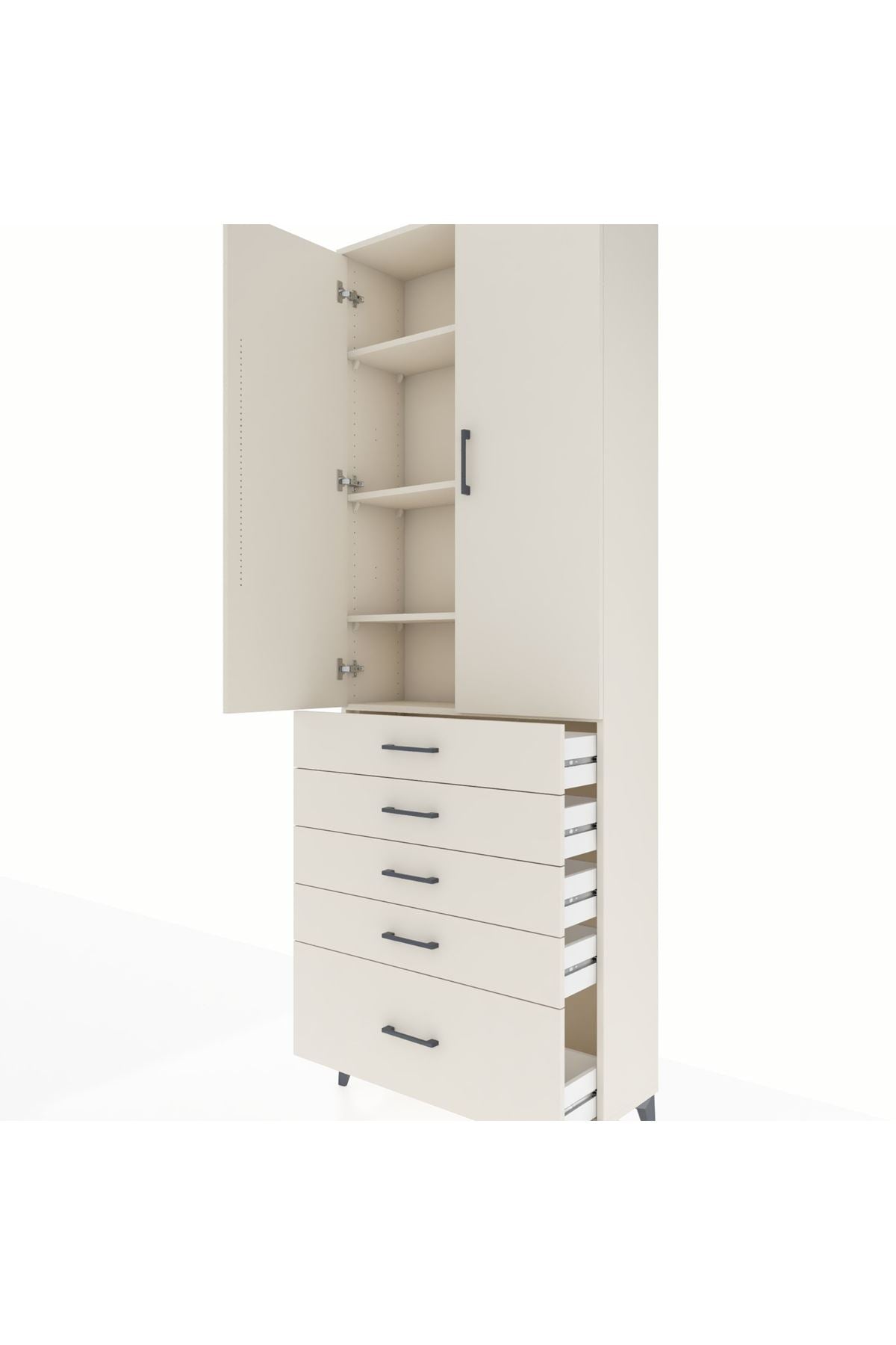 Arges Dolap 4 Raflı 5 Çekmeceli 2 Kapaklı 88x30x243 Aytaşı-Aytaşı