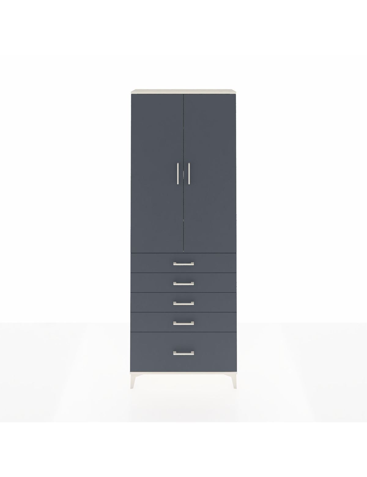 Arges Dolap 4 Raflı 5 Çekmeceli 2 Kapaklı 88x30x243 Aytaşı-Antrasit