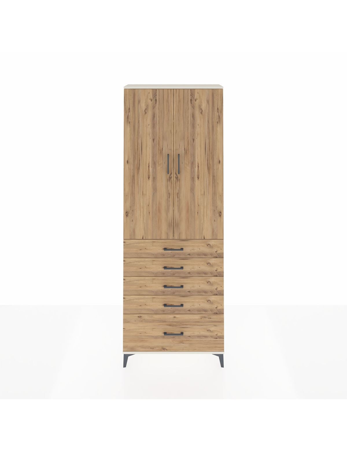 Arges Dolap 4 Raflı 5 Çekmeceli 2 Kapaklı 88x30x243 Aytaşı-Çam