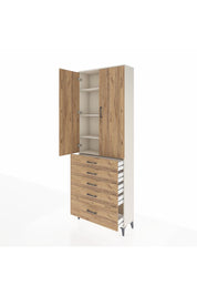 Arges Dolap 4 Raflı 5 Çekmeceli 2 Kapaklı 88x30x243 Aytaşı-Çam