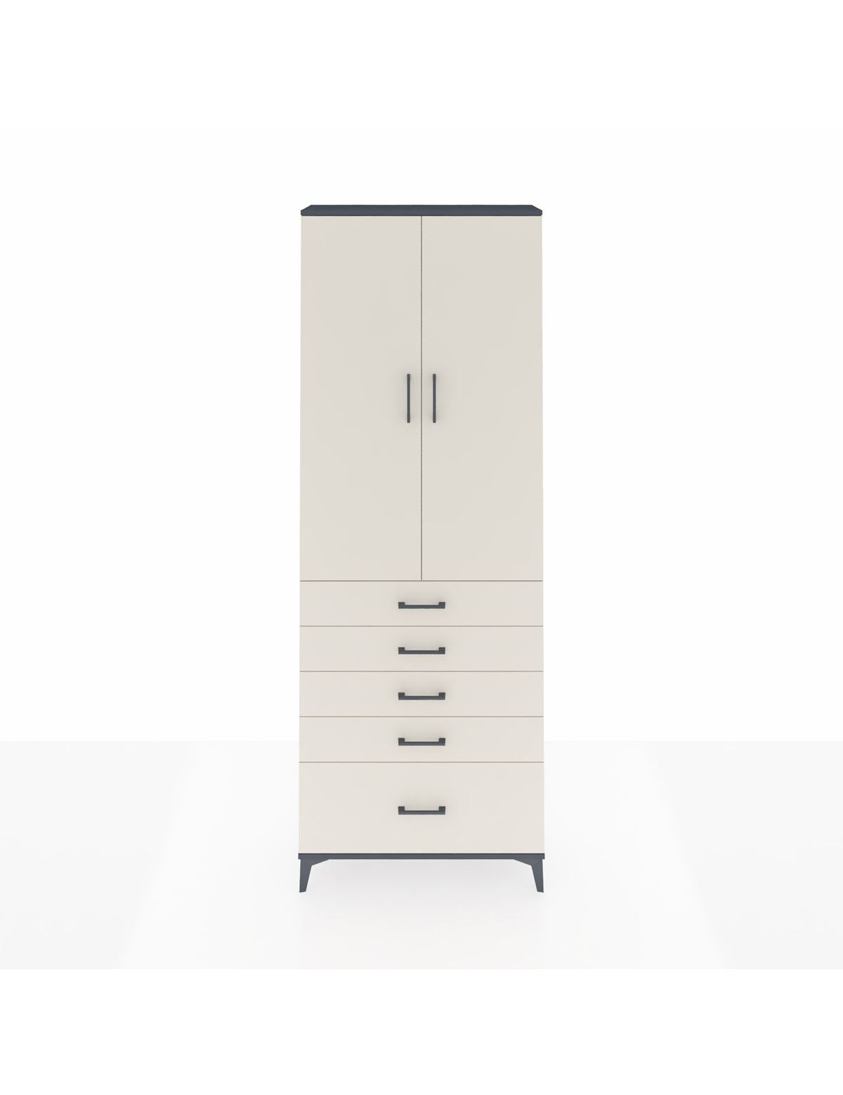 Arges Dolap 4 Raflı 5 Çekmeceli 2 Kapaklı 88x30x243 Antrasit-Aytaşı