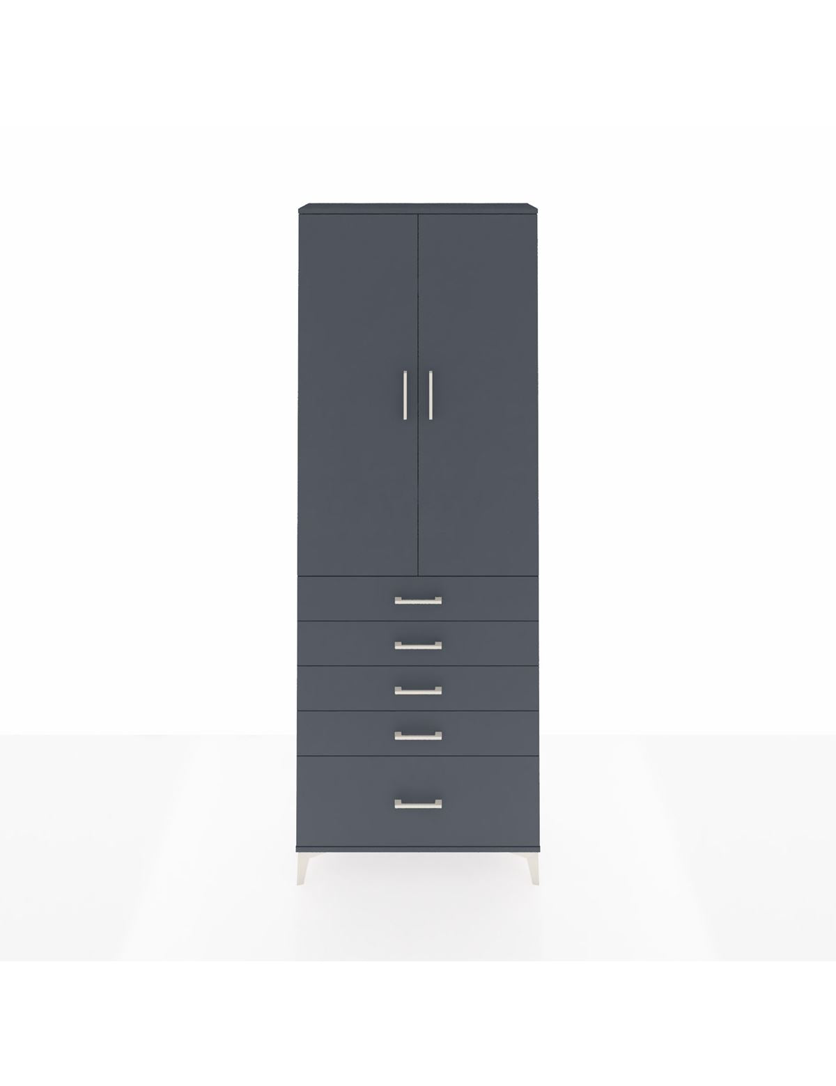 Arges Dolap 4 Raflı 5 Çekmeceli 2 Kapaklı 88x30x243 Antrasit-Antrasit
