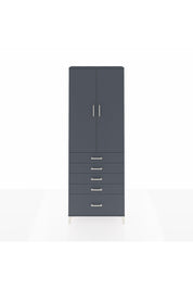 Arges Dolap 4 Raflı 5 Çekmeceli 2 Kapaklı 88x30x243 Antrasit-Antrasit