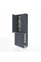 Arges Dolap 4 Raflı 5 Çekmeceli 2 Kapaklı 88x30x243 Antrasit-Antrasit