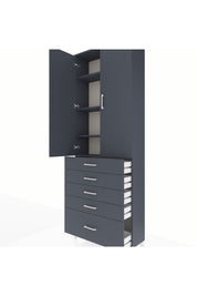 Arges Dolap 4 Raflı 5 Çekmeceli 2 Kapaklı 88x30x243 Antrasit-Antrasit