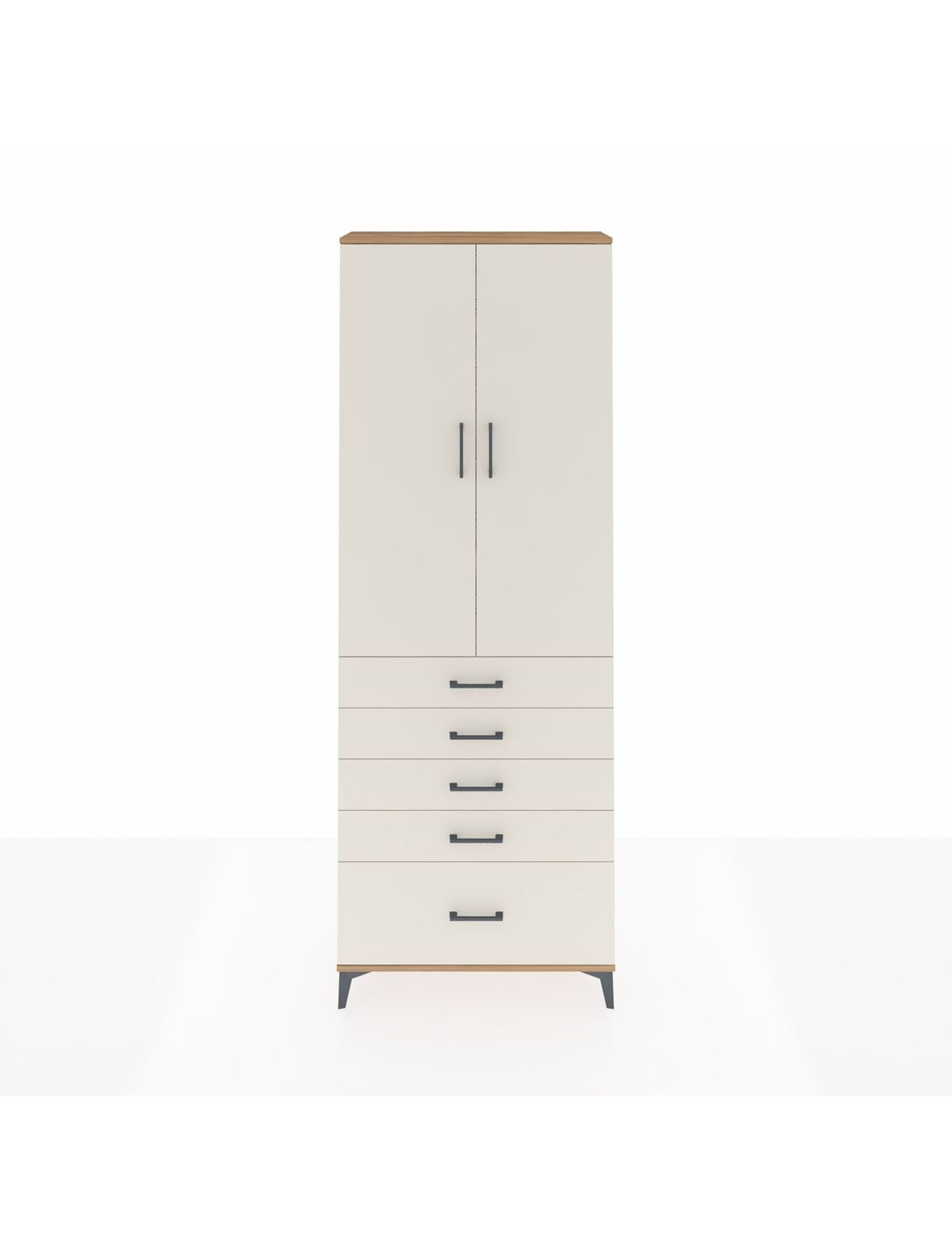 Arges Dolap 4 Raflı 5 Çekmeceli 2 Kapaklı 88x30x243 Çam-Aytaşı