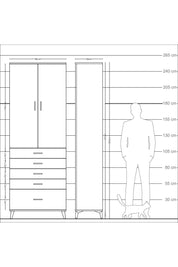 Arges Dolap 4 Raflı 5 Çekmeceli 2 Kapaklı 88x30x243 Çam-Aytaşı