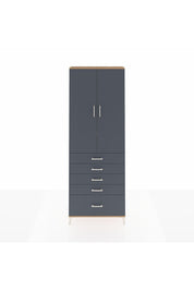 Arges Dolap 4 Raflı 5 Çekmeceli 2 Kapaklı 88x30x243 Çam-Antrasit
