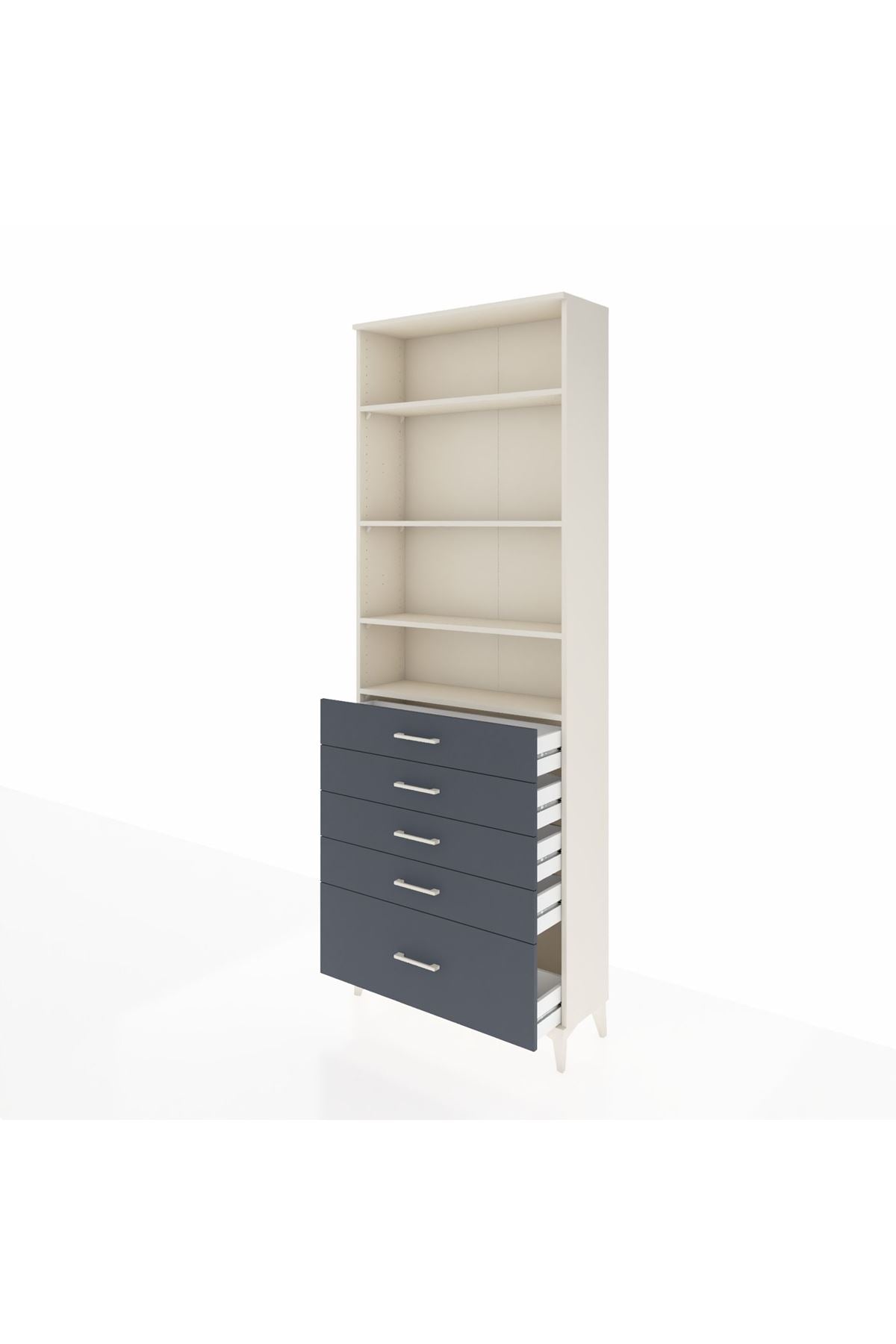 Arges Dolap 4 Raflı 5 Çekmeceli 88x30x243 Aytaşı-Antrasit