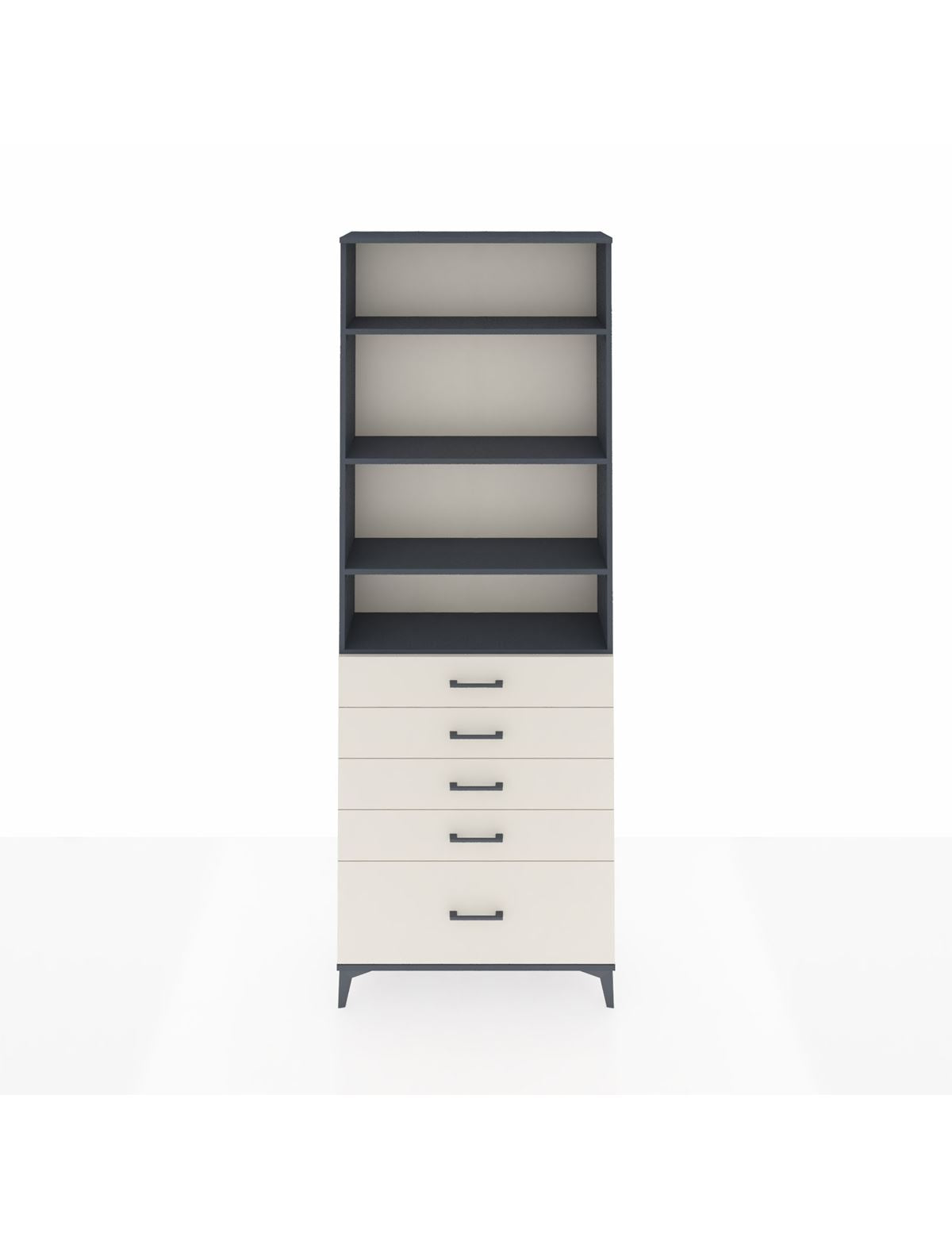 Arges Dolap 4 Raflı 5 Çekmeceli 88x30x243 Antrasit-Aytaşı